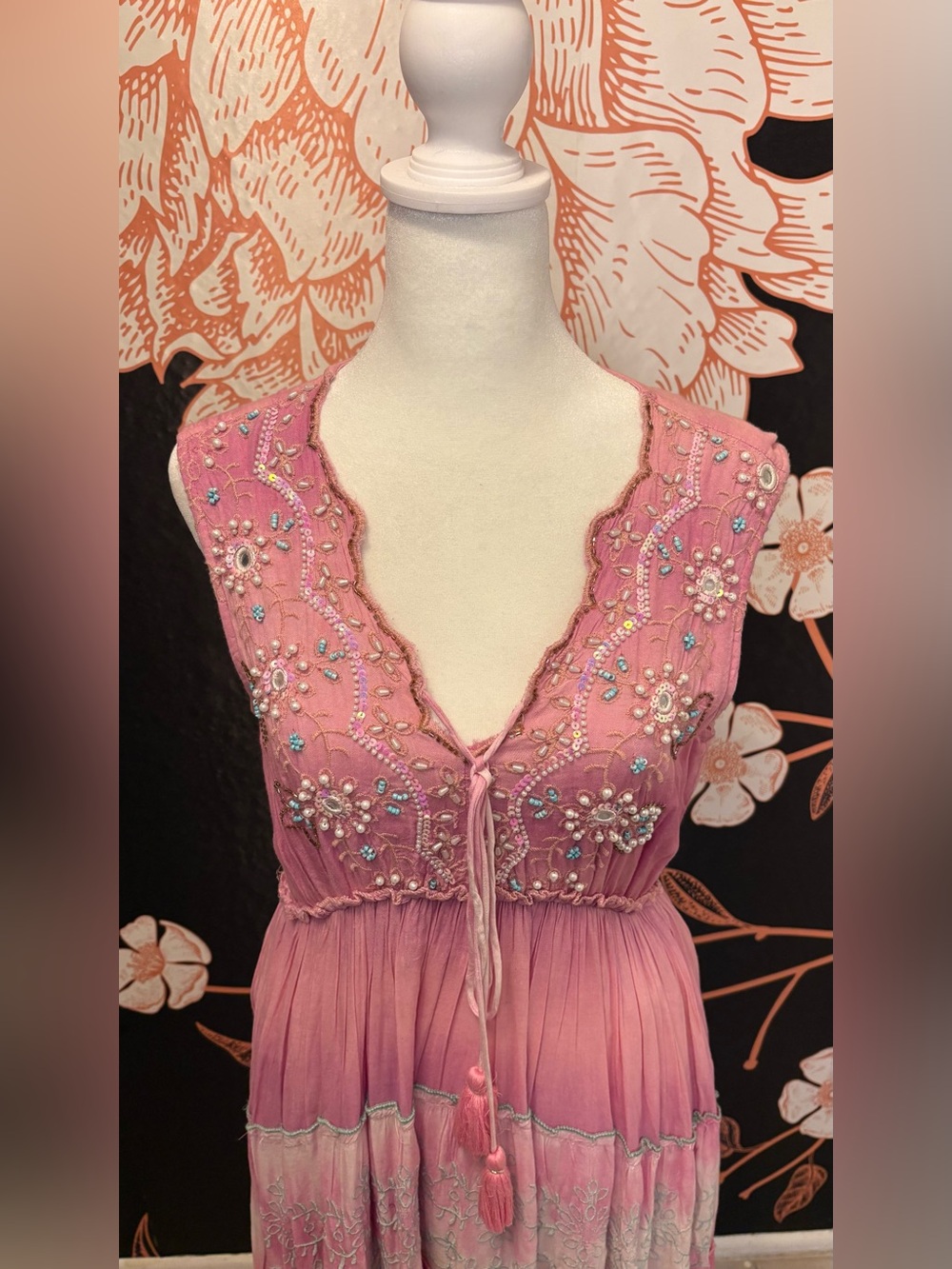 NWT Papa Pia Luxe Pink Embellished Maxi Dress | One Size - Picture 7 of 15
